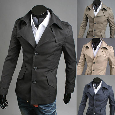 Men's Single Breasted Trench Jacket - TrendSettingFashions 