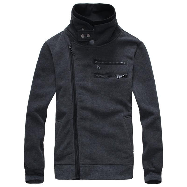 Men's Right Hand Zip with High Collar - TrendSettingFashions 