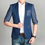 Men's Unique Stripe Blazer With Pocket Feature - TrendSettingFashions 