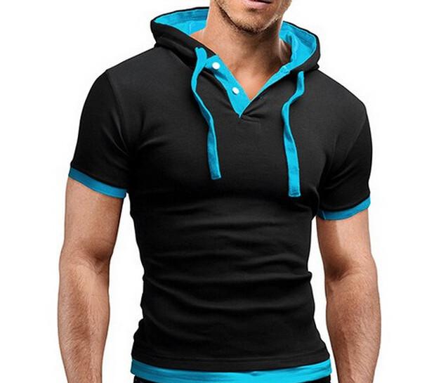 Men's Short Sleeved Hooded T-Shirts With 8 Color Options - TrendSettingFashions 