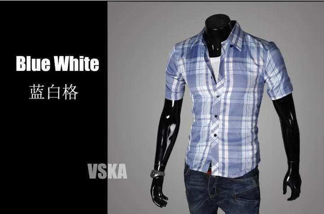 Men's Short Sleeve Plaid Shirt - TrendSettingFashions 