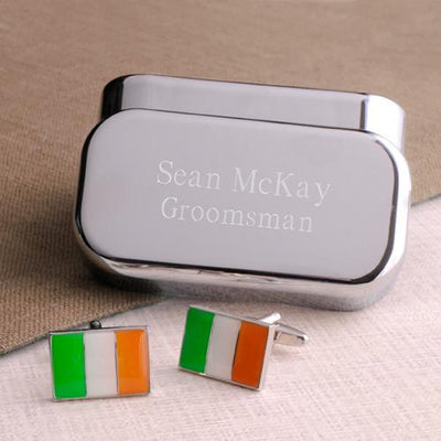 Dashing Cuff Links with Personalized Case - Irish Flag - TrendSettingFashions 