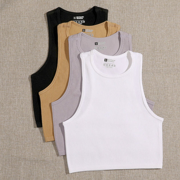 Women's Crop Top Solid Basic Seamless Tank Tops