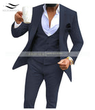 Men's 3 Pieces Suit Business Notch Lapel (Blazer+Vest+Pants) - TrendSettingFashions 
