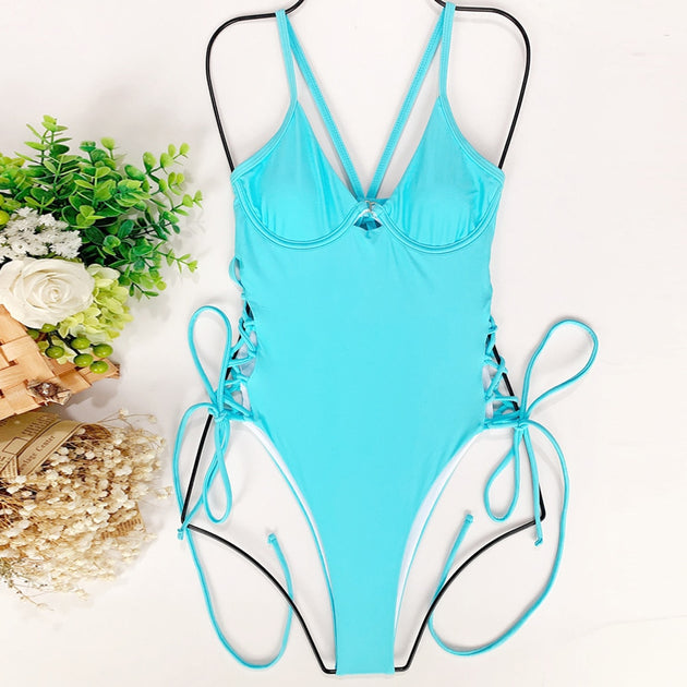 Women's Sexy Push Up Swimwear High Waist One Piece Swimsuit