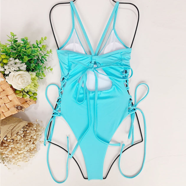 Women's Sexy Push Up Swimwear High Waist One Piece Swimsuit