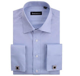 Men's French Cut Striped Dress Shirt with Luxury Button Cuffs - TrendSettingFashions 