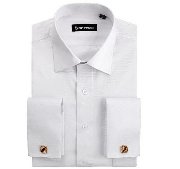 Men's French Cut Striped Dress Shirt with Luxury Button Cuffs - TrendSettingFashions 