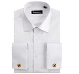 Men's French Cut Striped Dress Shirt with Luxury Button Cuffs - TrendSettingFashions 