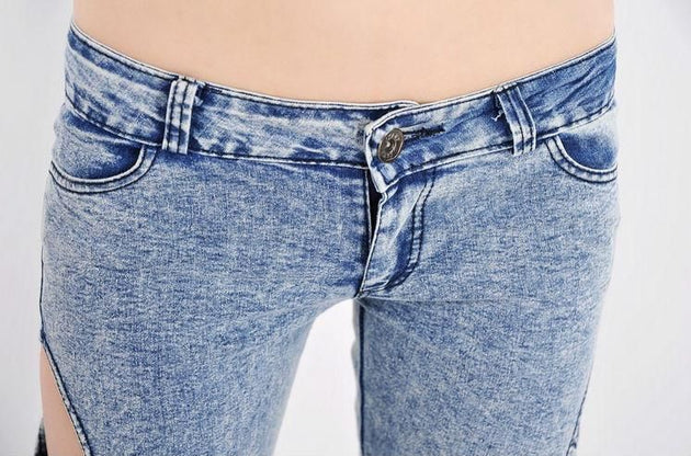 Women's Hollowed Out Bow Decorated Sexy Denim Jeans - TrendSettingFashions 