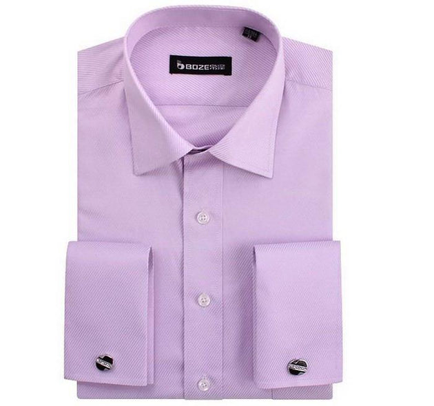 Men's French Cut Striped Dress Shirt with Luxury Button Cuffs - TrendSettingFashions 