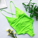 Women's V Neck Scrunch Butt Female Swimwear One Piece Swimsuit