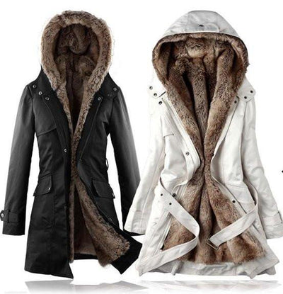 Women's Long Faux Fur Lined Thermal Parka - TrendSettingFashions 