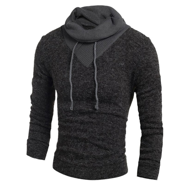 Men's High Collar Wrap Sweater - TrendSettingFashions