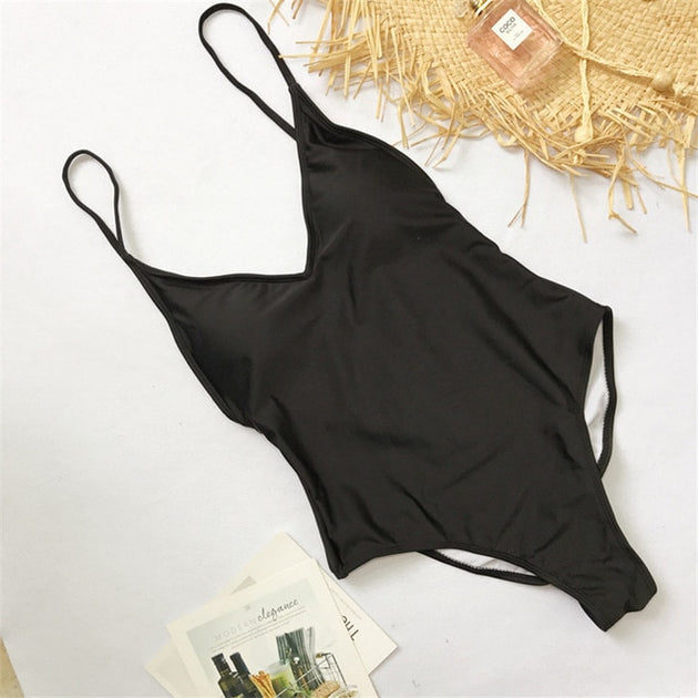 Women's V Neck Scrunch Butt Female Swimwear One Piece Swimsuit