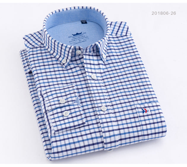 Men's Plaid Cotton Dress Shirt - TrendSettingFashions 