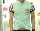 Men's Fashion Button Striped T-Shirt - TrendSettingFashions 