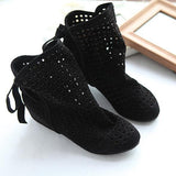 Women's Cutout Ankle Boots With Inside Wedge - TrendSettingFashions 