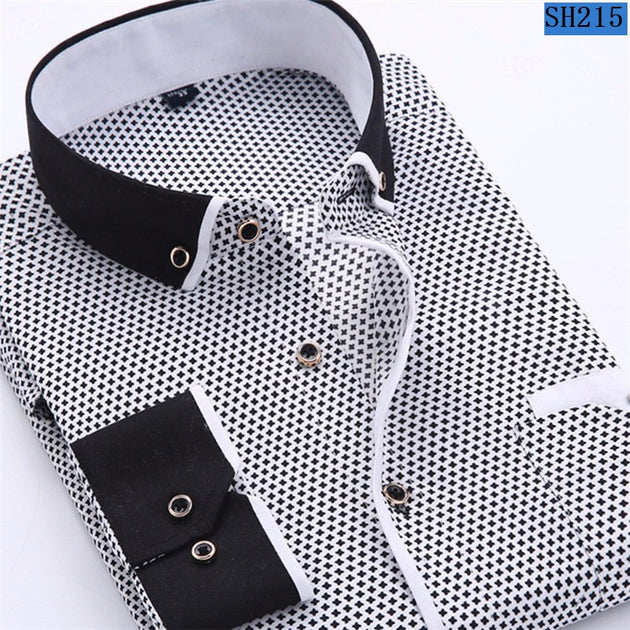 Men's Black/White Button Up - TrendSettingFashions 