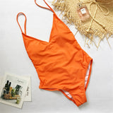 Women's V Neck Scrunch Butt Female Swimwear One Piece Swimsuit