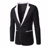 Men's Casual Black and White Suit Jacket - TrendSettingFashions 