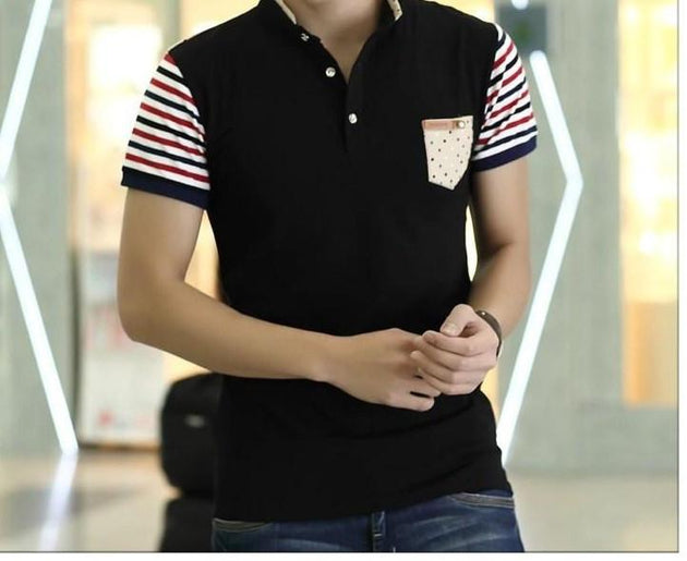 Men's Fashion Button Striped T-Shirt - TrendSettingFashions 
