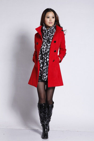 Women's Classy Double Breasted Pea Coat - TrendSettingFashions 