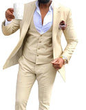 Men's 3 Pieces Suit Business Notch Lapel (Blazer+Vest+Pants) - TrendSettingFashions 