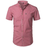 Men's Plaid Summer Short Sleeve Button Down - TrendSettingFashions 