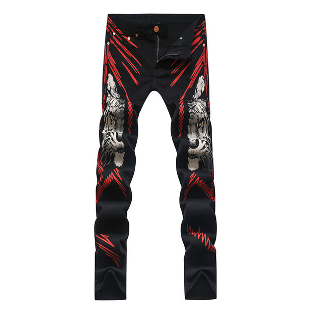 Men's Leopard Type Printed Men's Fashion Design Jeans - TrendSettingFashions 