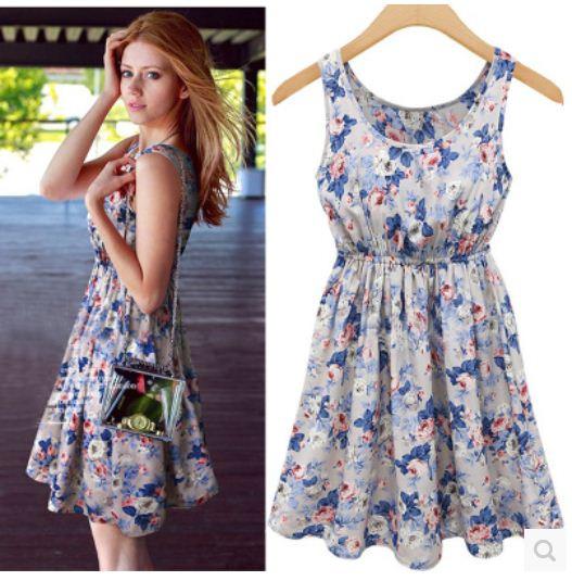 Women's Vintage Floral Dress - TrendSettingFashions 