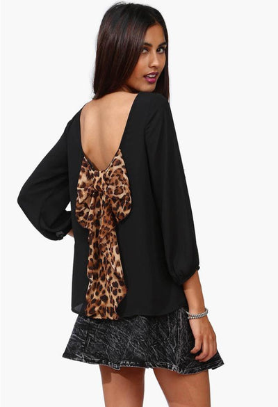 Women's Gorgeous Bow On Back Chiffon Blouse - TrendSettingFashions 