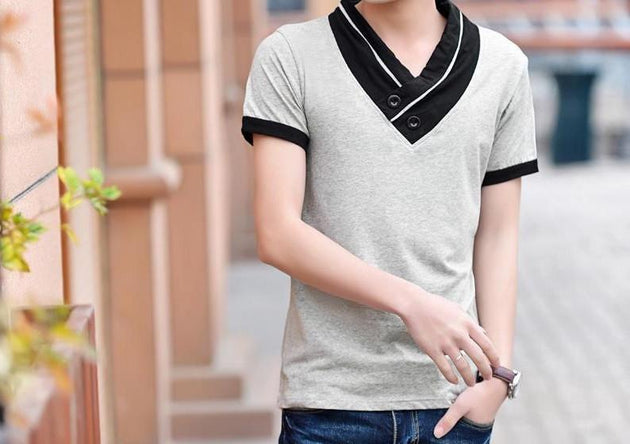 Men's Fashion High Collar T-Shirt - TrendSettingFashions 