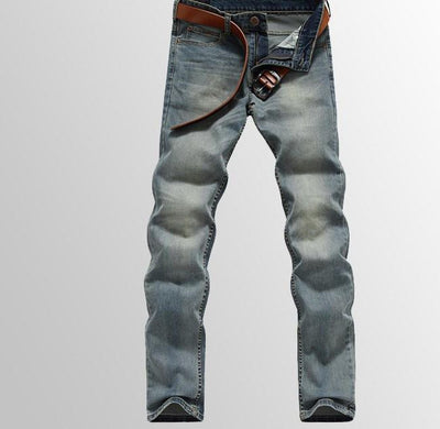 Men's Straight Leg White Wash Jeans - TrendSettingFashions 