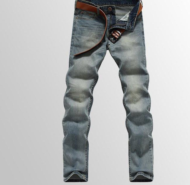 Men's Straight Leg White Wash Jeans - TrendSettingFashions 
