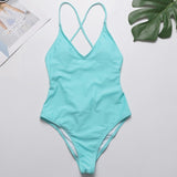 Women's V Neck Scrunch Butt Female Swimwear One Piece Swimsuit