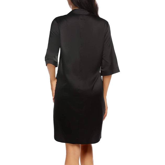 Womens Sleep Tops Underwear Solid Color Sleeping Shirt Half Sleeve Single Breasted Loose Nightshirt for Home Wear Lounge 2021