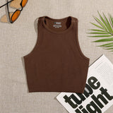 Women's Crop Top Solid Basic Seamless Tank Tops