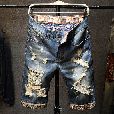 Men's Denim Ripped Shorts(Up To Size 40) - TrendSettingFashions 