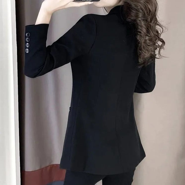 Women's Single Button Black Blazer