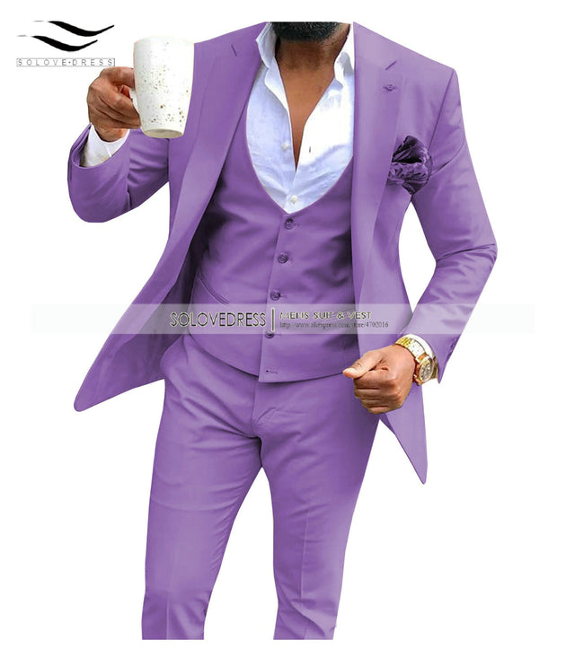 Men's 3 Pieces Suit Business Notch Lapel (Blazer+Vest+Pants) - TrendSettingFashions 