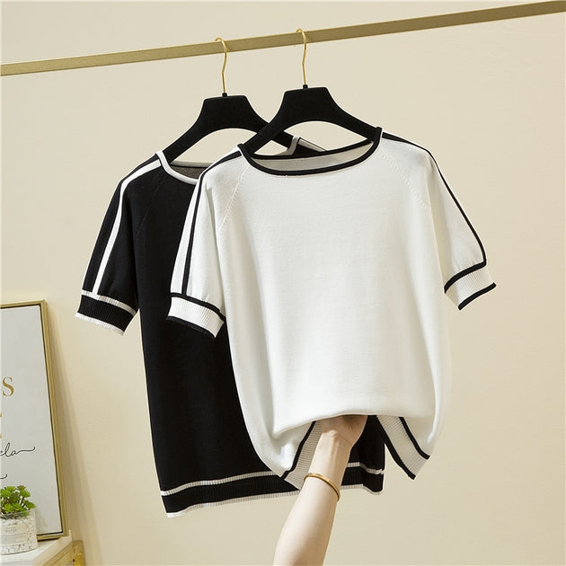 Women's Short Sleeve Striped Fashion Shirt