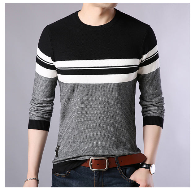 Men's Patchwork Long Sleeved Pullover - TrendSettingFashions 