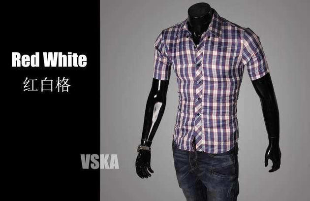 Men's Short Sleeve Plaid Shirt - TrendSettingFashions 