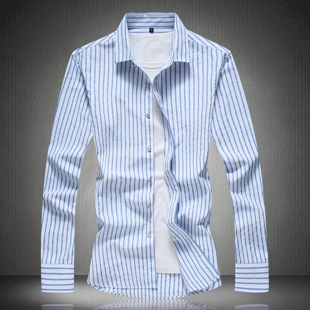 Men's Fashion Striped Dress Shirt - TrendSettingFashions 