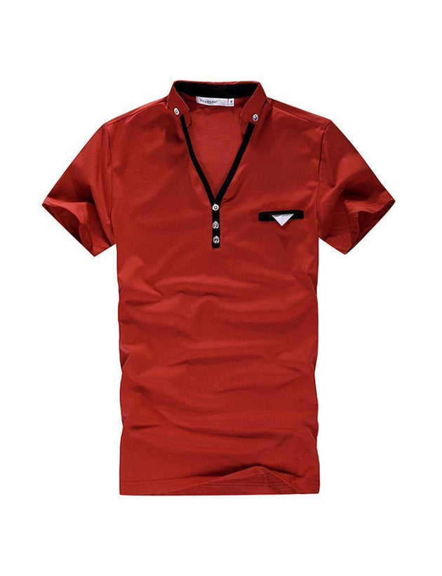 Men's Turn Down Collar Polo With Pocket Decoration - TrendSettingFashions 