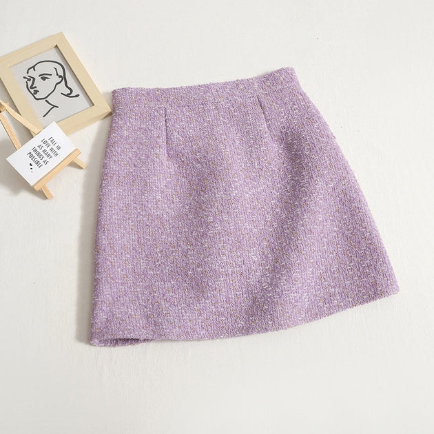 Women's Tweed Skirt High Waist Mini Skirt