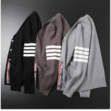 Men's Three-Color Striped Cardigan