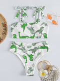 Women's Dinosaur Print High Waist Bikini Set