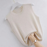 Women's Tank Top Chic Ribbed Elegant Sleeveless Vest